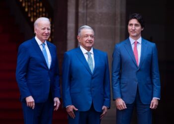 Recibe AMLO a Biden y Trudeau en Palacio Nacional