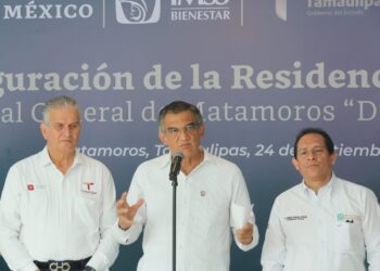 Inaugura Américo albergue y residencia en hospital de Matamoros durante enlace con AMLO