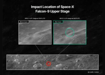 Captan antes y después del impacto de un cohete de SpaceX en la Luna