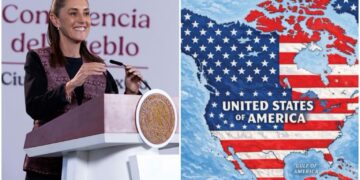 Reafirma Sheinbaum que México no es colonia de ningún país tras mapa de Trump